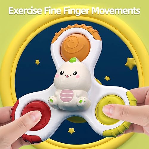 Miniatura 4 de Juguetes de sonajero giratorio para bebé, 3 piezas, juguete giratorio con ventosa para bebés de 12 meses en adelante, ventosa de baño sensorial