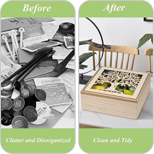 Miniatura 4 de handrong Organizador de caja de té, organizador de té para bolsas de té, soporte de té de madera para bolsas de té, organizador de almacenamiento de