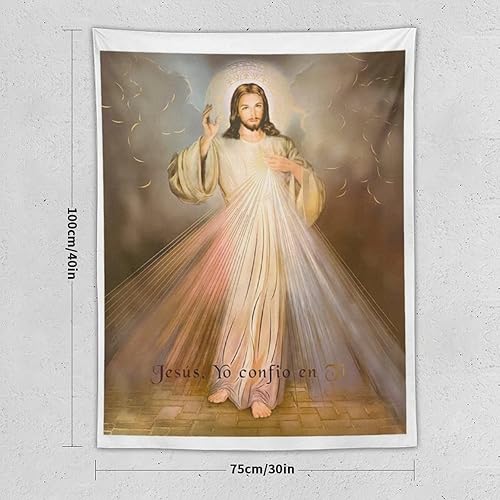 Miniatura 2 de Tapiz de pared cristiano Jesucristo Divina Misericordia en la Cruz Pray Redemption (60) tapiz de pared, tapices de pergamino, pintura artística,