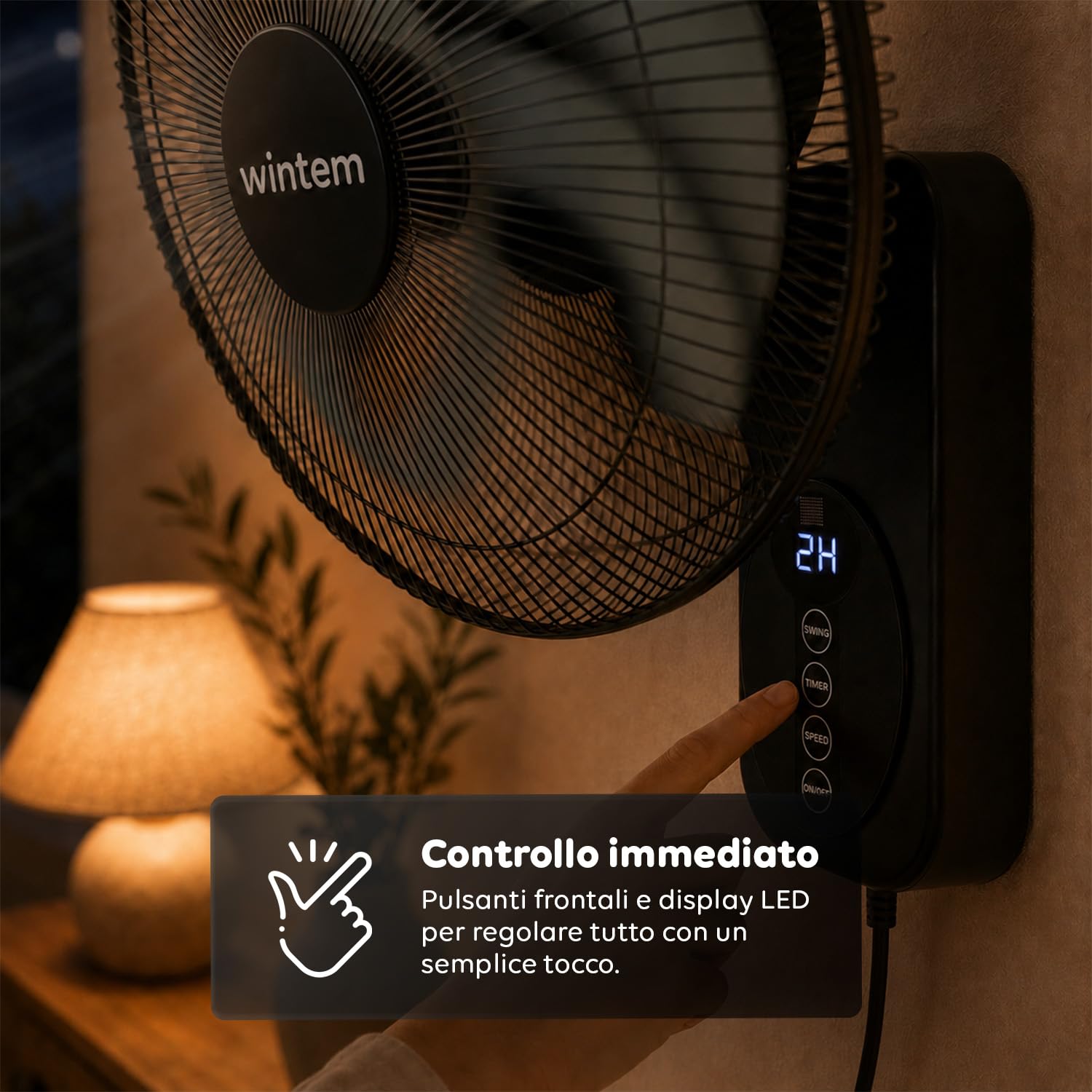Wintem - Ventilatore a Muro Professionale 60W - Sistema a 8 Velocità Ultra-Precise - Timer 9h e Controllo Remoto - Diametro 40cm - Inclinazione 30° e Oscillazione 120°