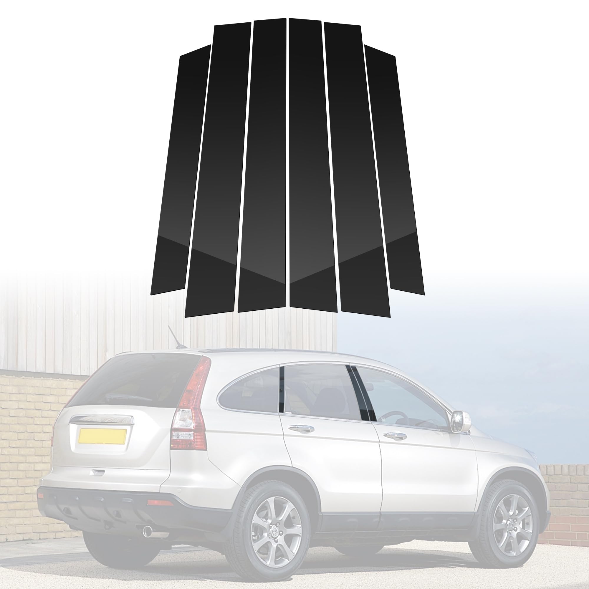 BASIKER Fit for 2007 to 2011 Hond.a CR-V Pillar Post Trim Kit, Door Window B Pillar Glossy Black Cover, Strong Toughness PC Material, Door Pillar