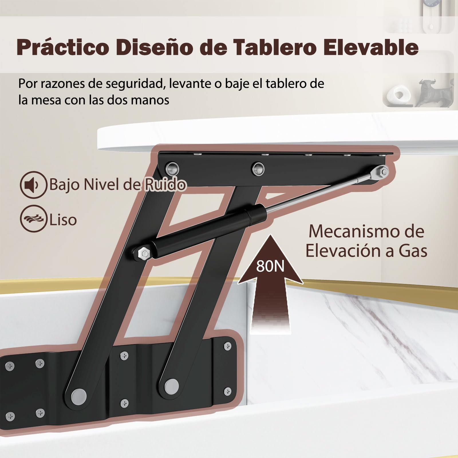 GOPLUS Mesa de Centro Elevable Redonda con Espacio Oculto