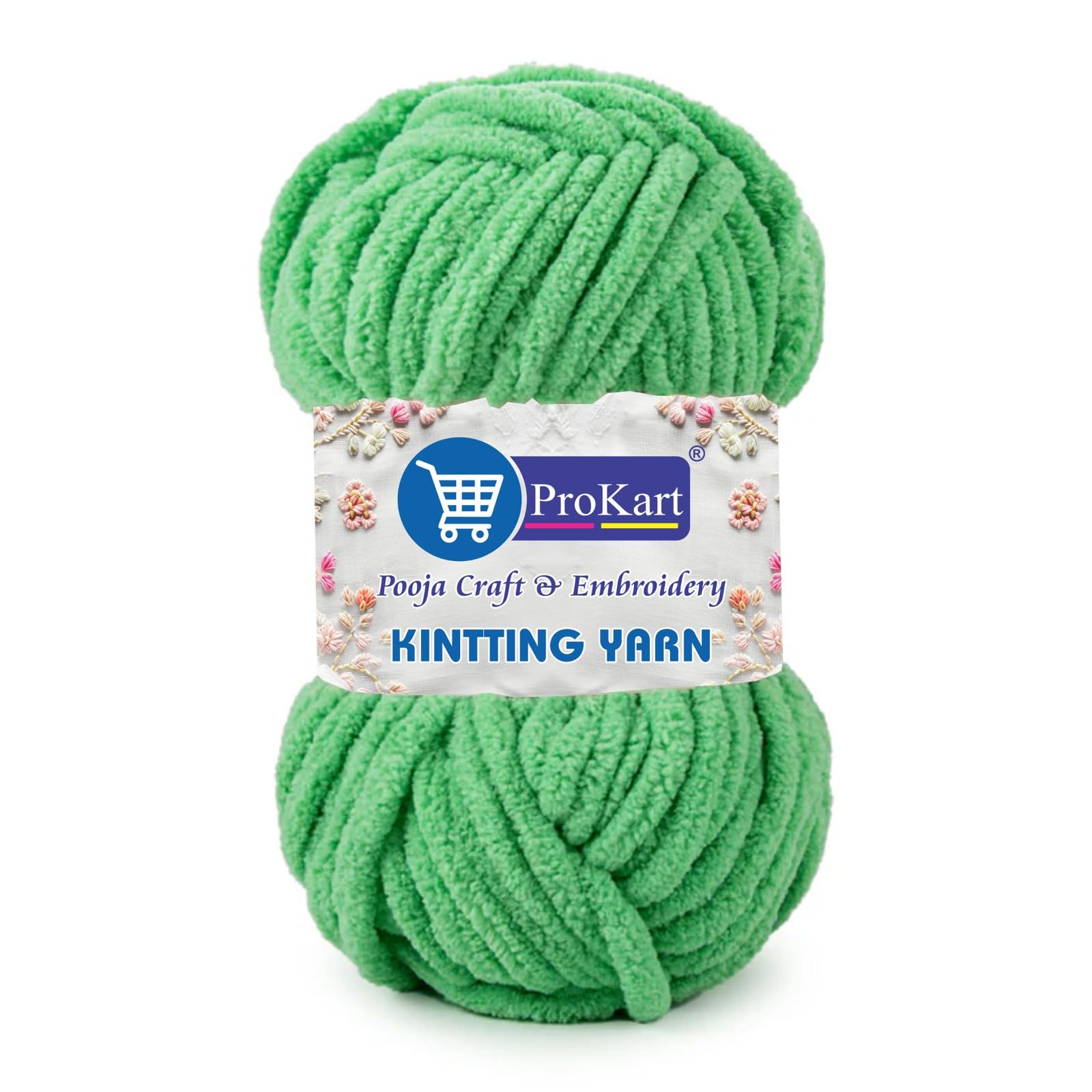 ProKart Premium Blankie Wool, Plush & Cuddly, Chenille Yarn Supersoft Hand Knitting Wool Ball | Blanket Thick/Mottu Yarn Ball Suitable for Hand Knitting and Crocheting for Baby, Adult, Sweaters, caps, Throws, Home Furnishing, Scarves, Blankets (Turtle Green, 100gms x 1 Pack)
