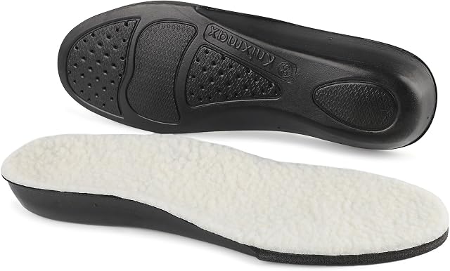 Knixmax Outdoor Wkładki z wełny jagnięcej, męskie, ciepłe, miękkie, wygodne, wełniane wkładki dla kobiet, z podparciem łuku, odpowiednie do butów, bawełniane, buty zimowe, białe, rozmiar EU 42