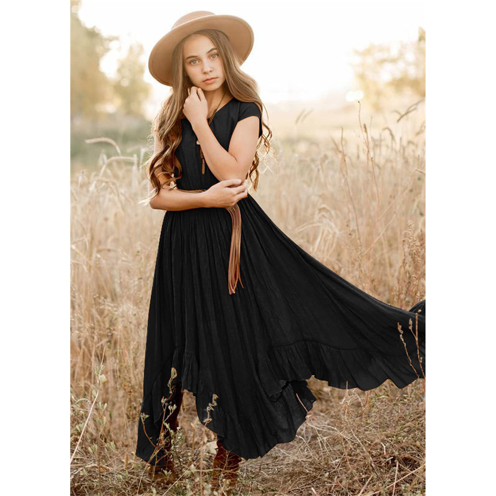 black dress 11 12 Amazon.com: Retro Dresses Kids Vintage Clothes Sleeve Swing Dresses Solid Dress Girls Party Sleeveless Dress (Black, 11-12 Years) : Clothing, Shoes & Jewelry
