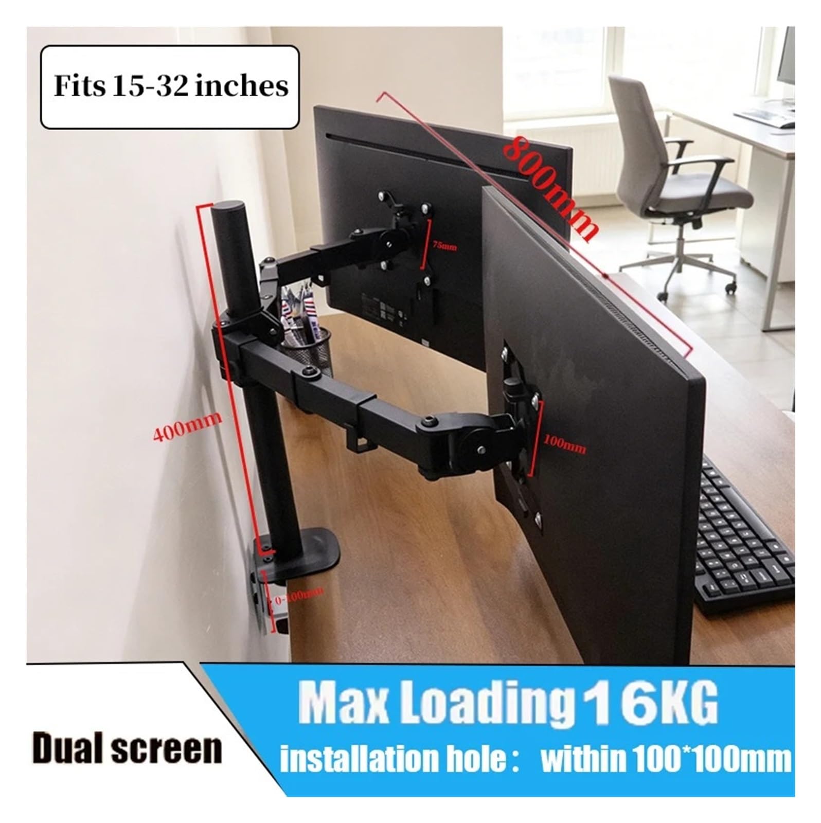 Supporto da tavolo for doppio monitor pieghevole multiangolo