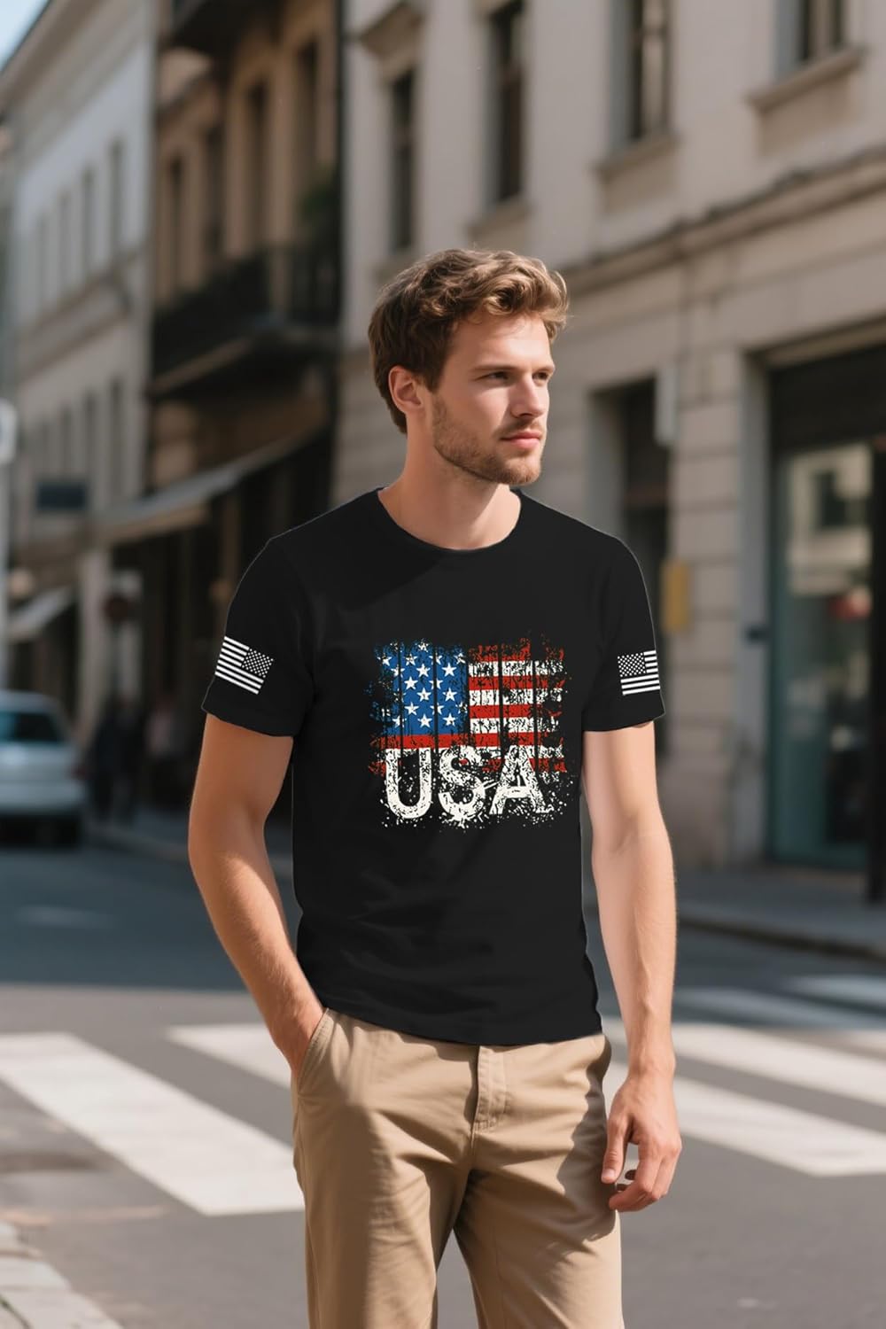 American Flag Shirts for Men USA Patriotic T-Shirt 4th of July Tee Tops - Image 4