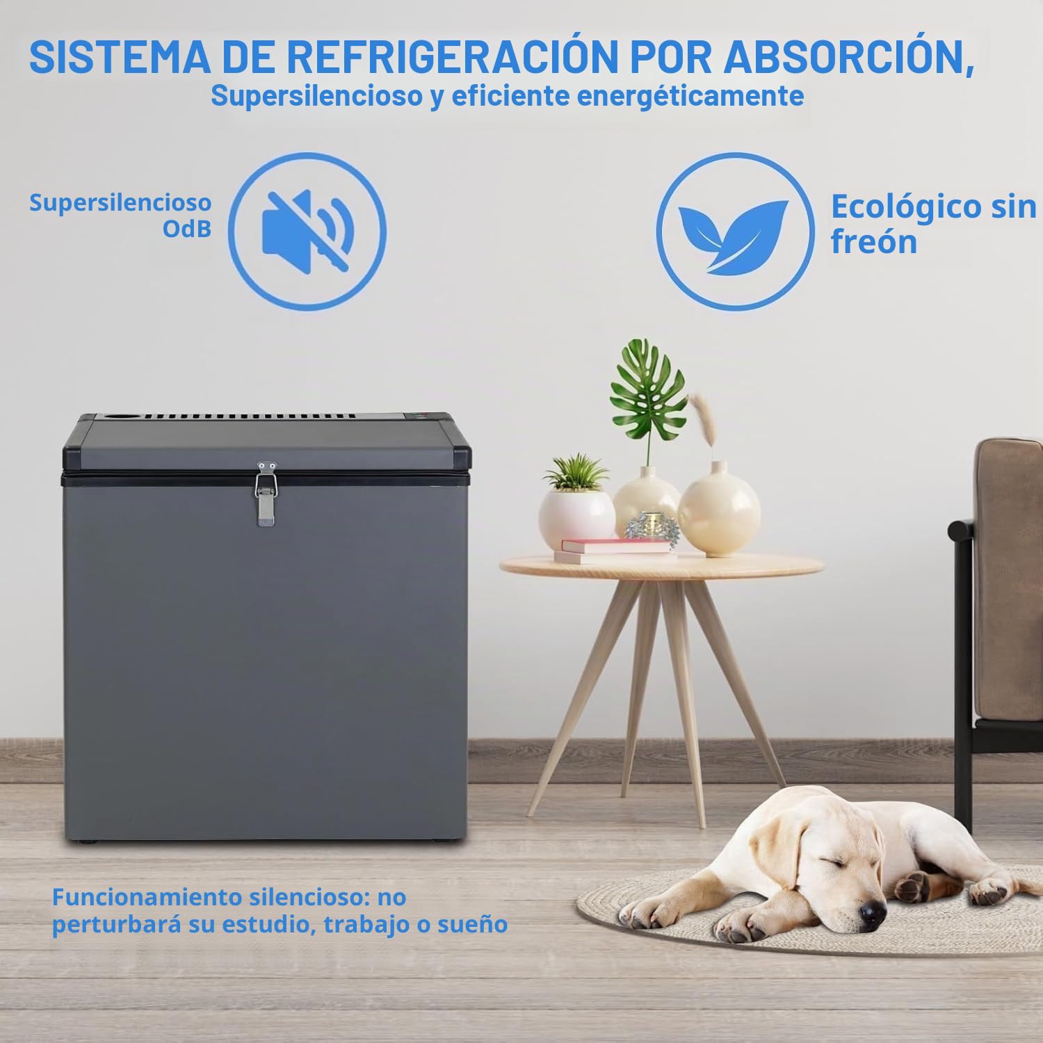 Smad Congelador de Gas Horizontal 70L para Camping y Garaje, 12V/240V/ Propano, Silencioso,21db,Negro