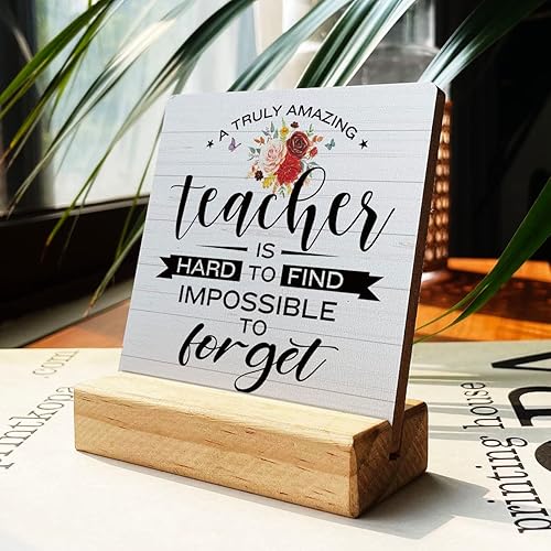 Miniatura 2 de Letrero de madera con texto en inglés "Country a Truly Amazing Teacher is Hard to Find Teacher is Hard to Find Teacher", decoración de escritorio