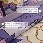 DJY 7 Ensemble de confort Floral King Size Purple Bed in a Bag, Boho Comforters and Sheet Set, ensemble de literie complet réversible en microfibre souple pour toute la saison (104''x90'')