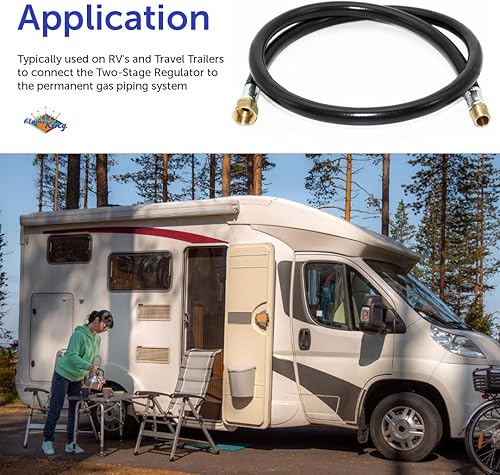 Miniatura 4 de Flame King Conjunto de manguera de plástico térmico para LP y gas natural, 48 pulgadas, 38 pulgadas ID - 100383-48, negro