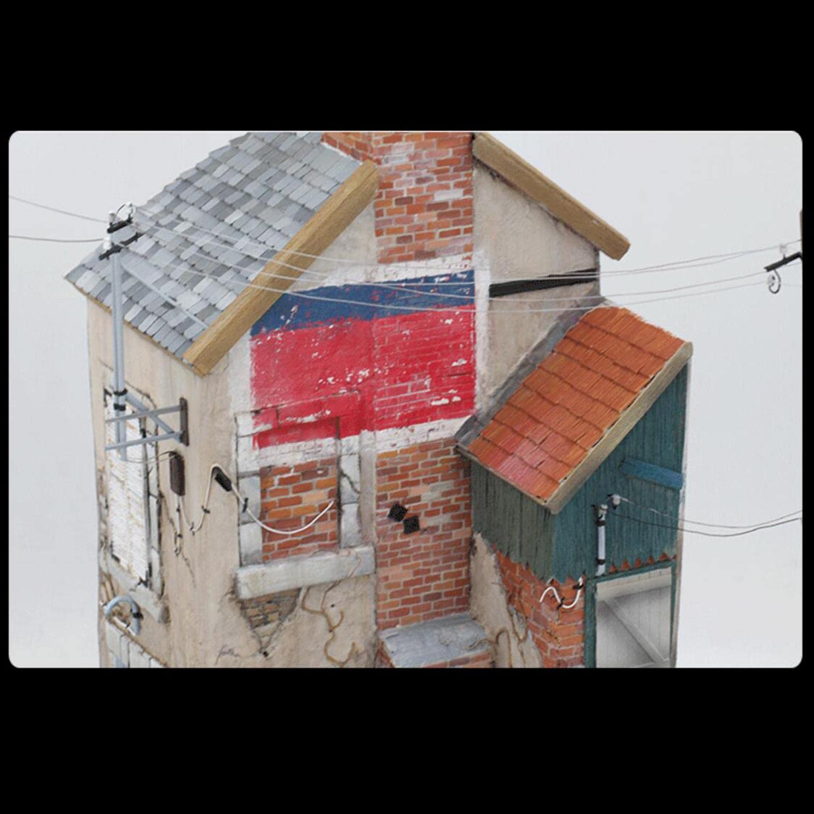 Sharplace Holz Dioramen Im Maßstab 1:35, Gebäudemodellbausätze, Kriegsszenen Sandtisch, Miniaturarchitektur, Hausszene, Europäische Ruinenhaus Landschaftslayout