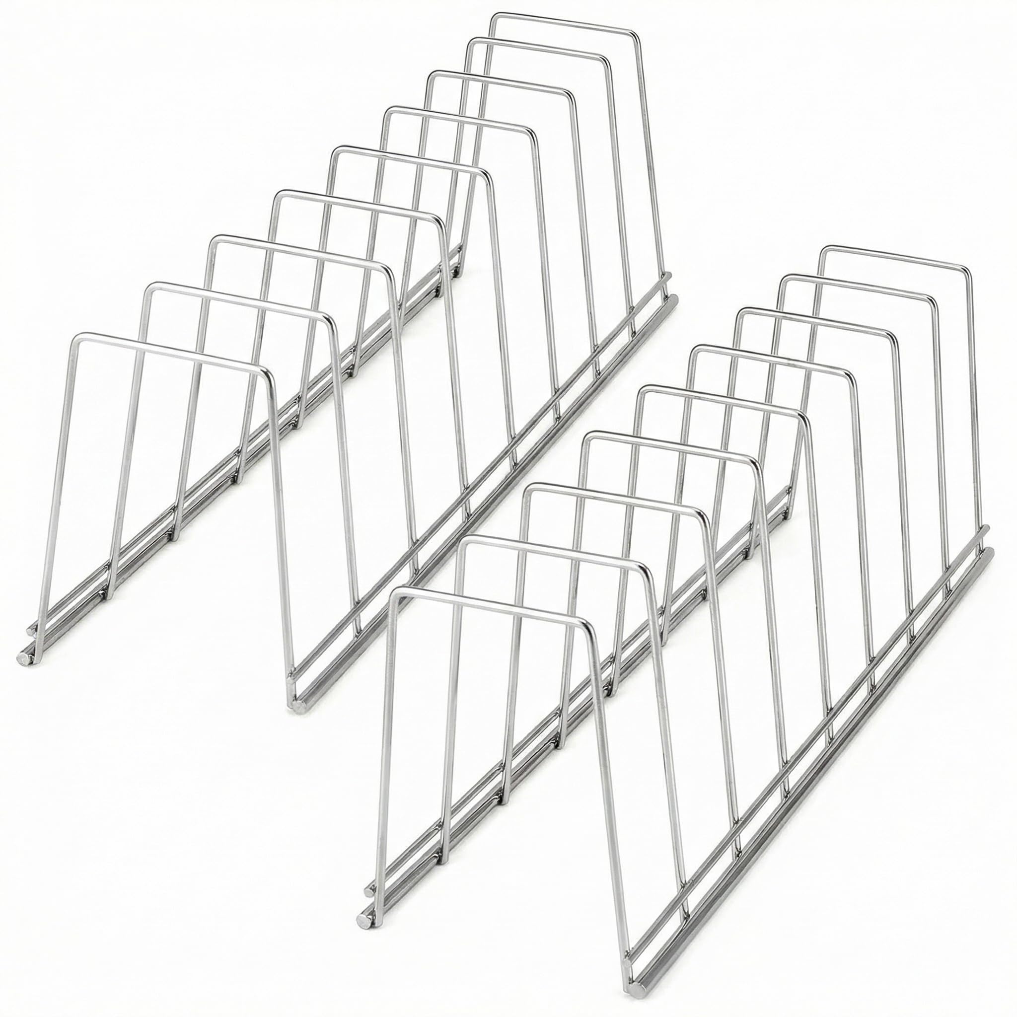 QWORK® 2 Packs Pot Lid Holder, Dish Drain Rack, Chopping Board Holder, Stainless Steel, Kitchen Organizer Rack For Plates, Pot Lid, Pans, Chopping Board