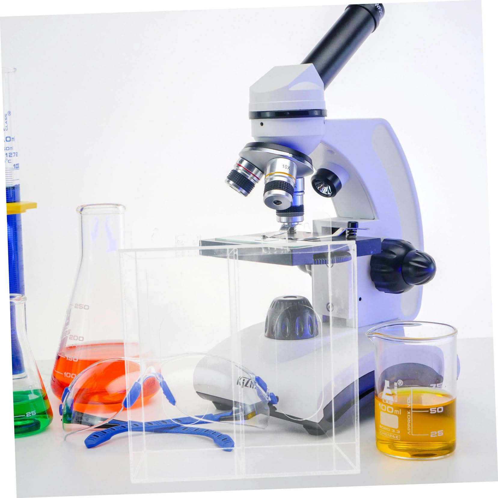 Dispensador para Almacenamiento Multifuncional con Dos Compartimentos de Acrílico de Guantes y Diseño Ahorrador de Espacio Montado en Pared para Laboratorios