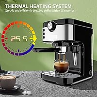 Vista 3 de WOCOYO Cafetera KFJ de 19 bares, máquina de café expreso con espumador de leche para expreso, café con leche capuchino