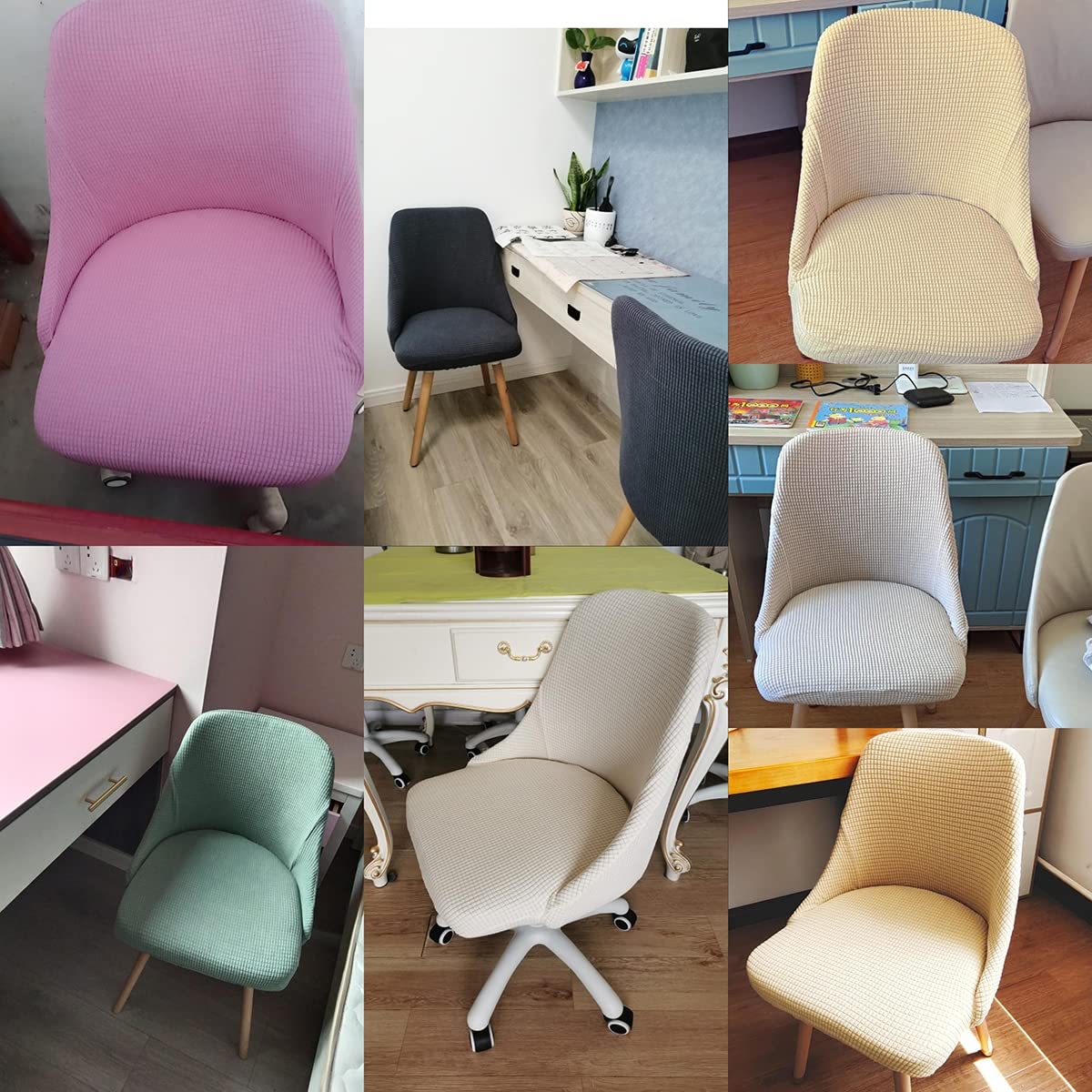XGANGM Extensible Housse de Chaise de Salle a Manger Scandinave avec Accoudoirs Restaurant Couverture Chaise Bureau Velours Fauteuil Couvre Chaise pour Cuisine Salle Manger,C,2PCS