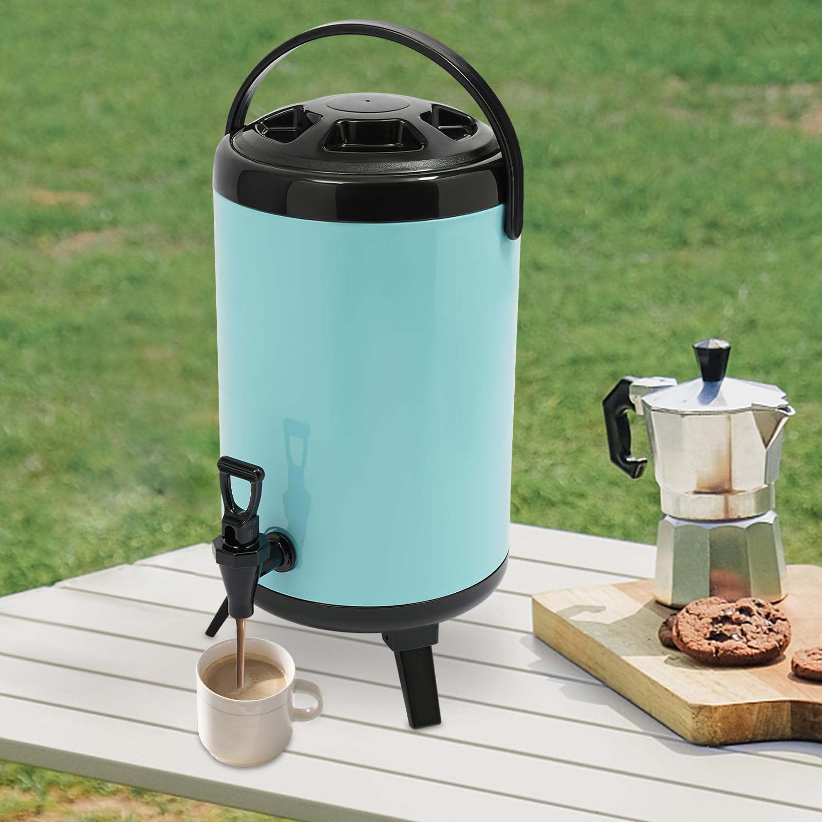 Dispenser per bevande, contenitore isolato da 10 l, con rubinetto, dispenser per bevande calde e fredde, durata di conservazione del calore da 4 a 8 ore, per tè freddo, latte, succo e caffè