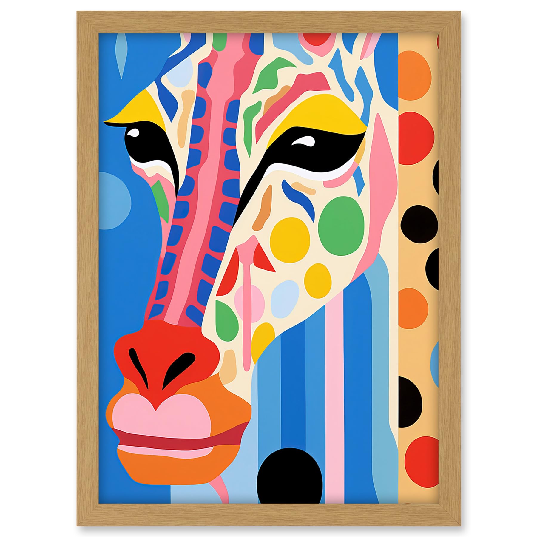 Artery8 I Woke Up Like This Giraffe Henri Matisse Style Artwork Vibrant Abstract Portrait Artwork Framed A3 Wall Art Print