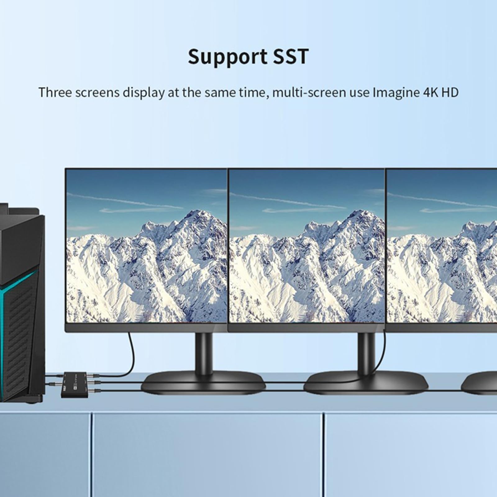 8K HDTV Splitter Switcher Uscita Direzionale 1 in 3 Out Stream Multiplo per PC Host Display a schermo diviso