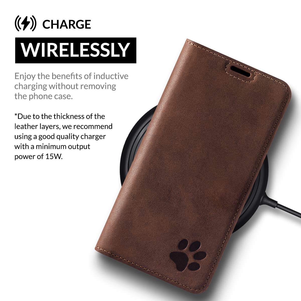 SURAZO Inteligentne magnetyczne etui na telefon komórkowy Samsung Galaxy S20 FE 4G i 5G – etui premium z prawdziwej skóry z motywem łapy – etui z klapką z kieszenią na karty, ochroną RFID, ręcznie