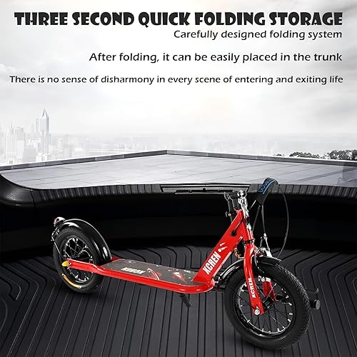 Miniatura 6 de Youth Scooter for Kids and Teens, Folding Design, 10-Inch Wheels Air-Filled Tires, Wide Foot Deck, Brakes, Perfect for Riders Age 5 Year Old and Up,