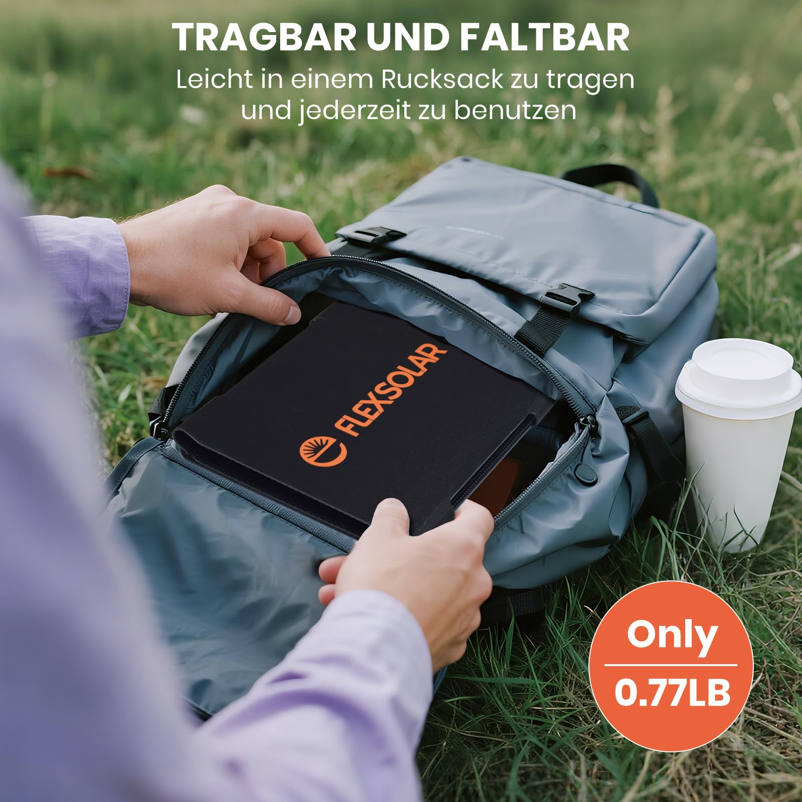 FlexSolar Ładowarka do panelu słonecznego 15 W, wodoszczelna, IP67, monokrystaliczny panel słoneczny z portem USB-A, na kemping, do plecaka, kompatybilny z telefonami komórkowymi, iPhone'ami