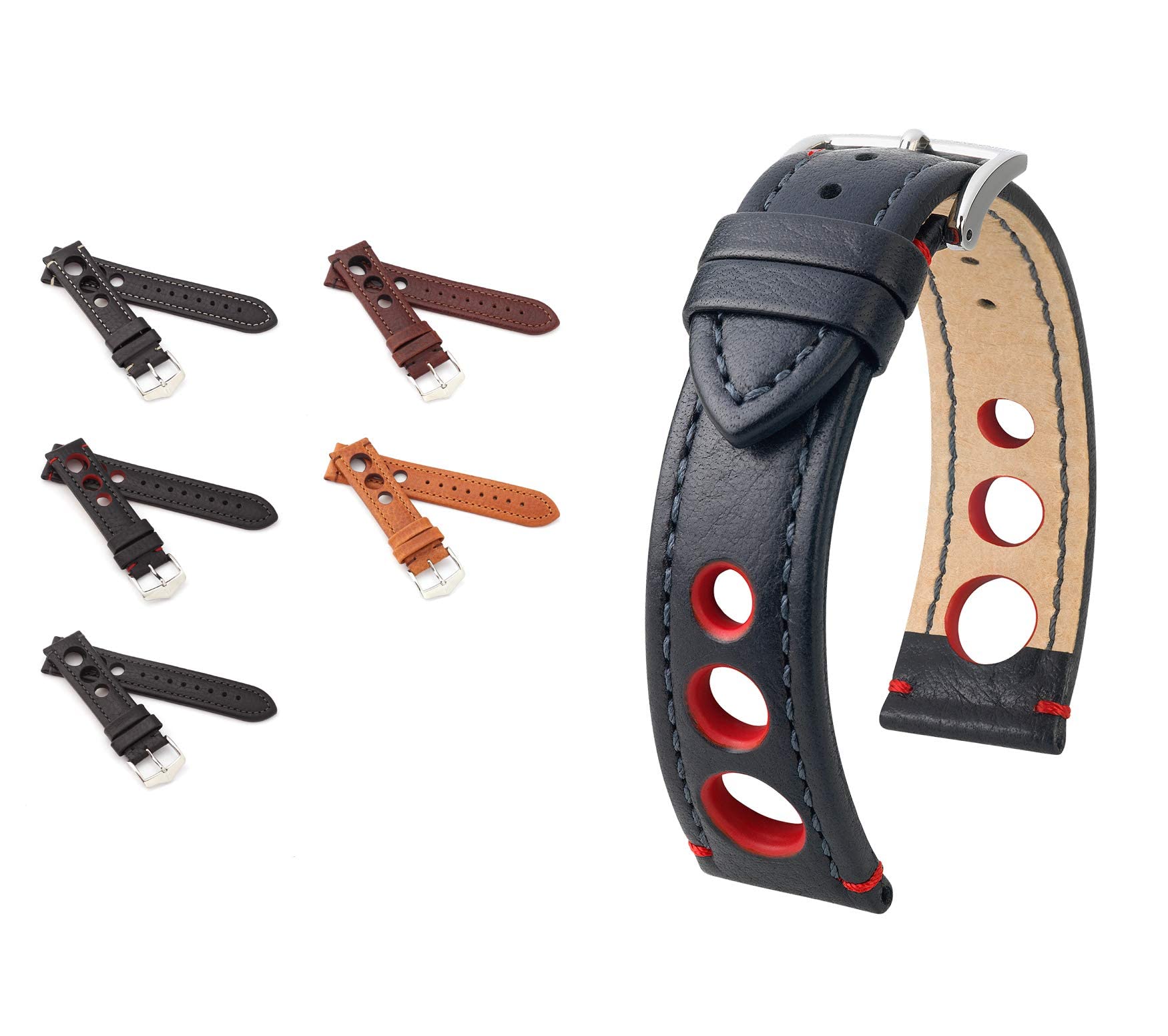 HIRSCH Bracelet de montre, unisexe, fabriqué en veau de buffle, modèle Rally, 22 mm