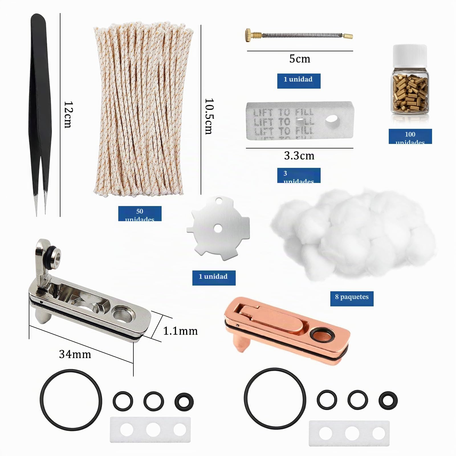 KIit de Reparación de Encendedores Accesorios de Repuesto para Zippo Kit de Mantenimiento y Reparación para Mechero para Zippo la mayoría de los encendedores