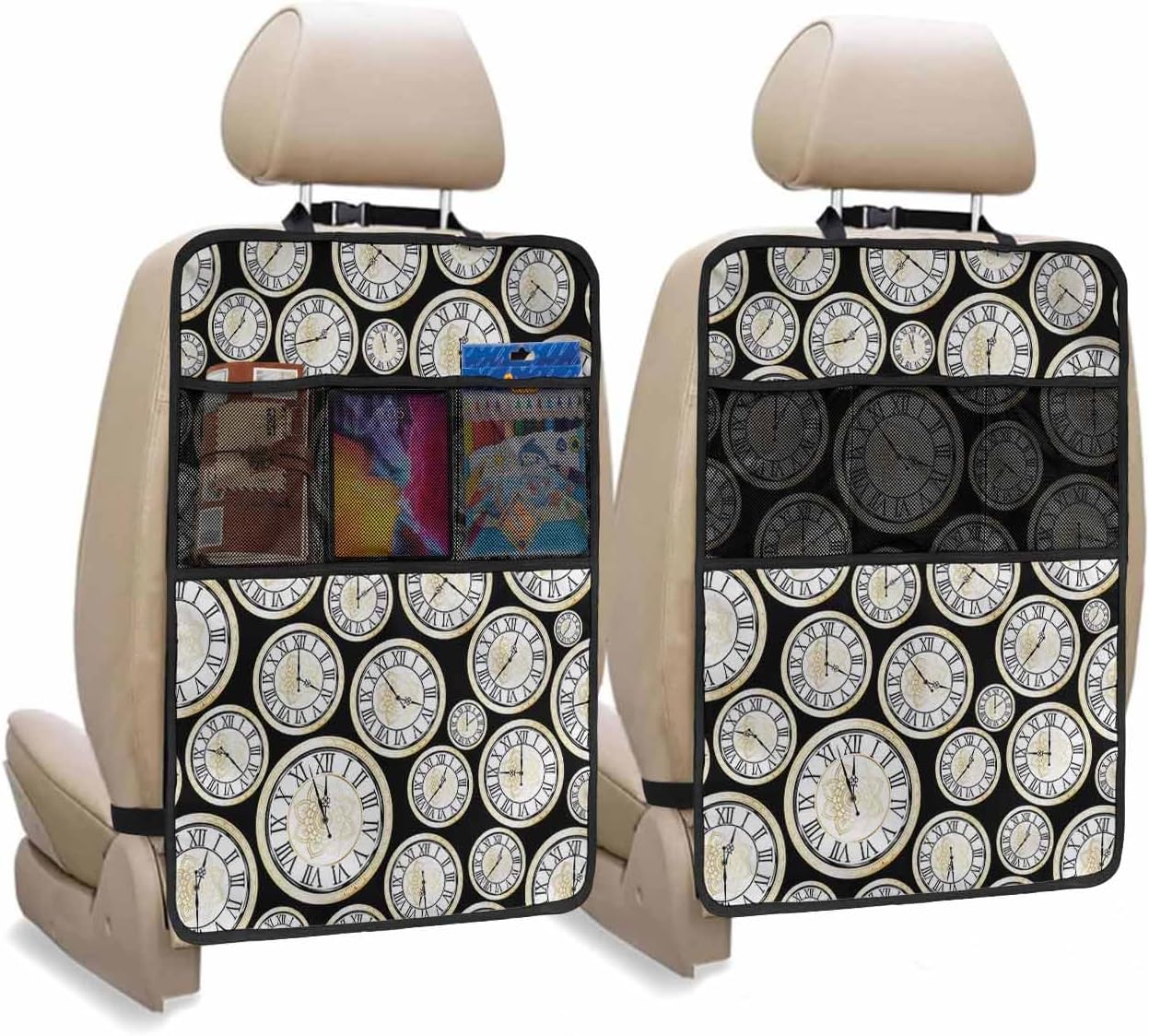 T&H XHome Car Seat Protector, 2 Pack Kick Mats Back Seat Protector Summer Pink Pig Ocean Beach Blue Sky Waterproof Backseat Cover for Kids Universal Fit Automotive Interior Protectors
