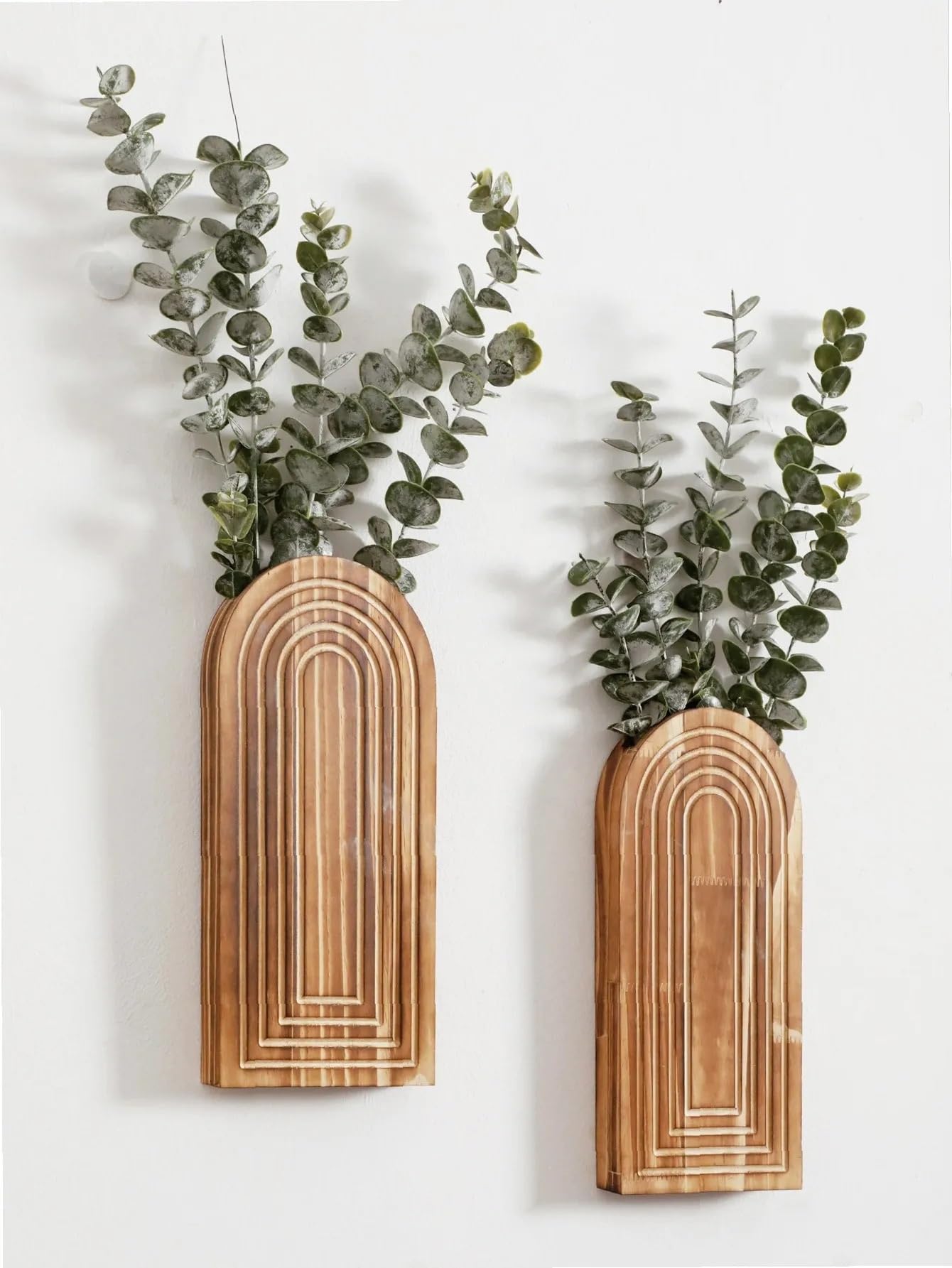 Wandvase Boho gewölbter Wandvasen-Übertopf aus Holz
