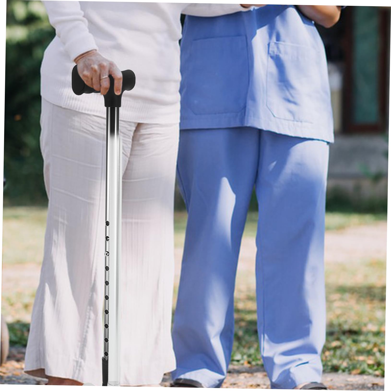 Bastón De Cuatro Patas Plegable para Personas Mayores, Acero Inoxidable, Mango Antideslizante, Soporte Estable, Ajustable Altura, Bastón Portátil Ligero para Viajes y Uso Diario