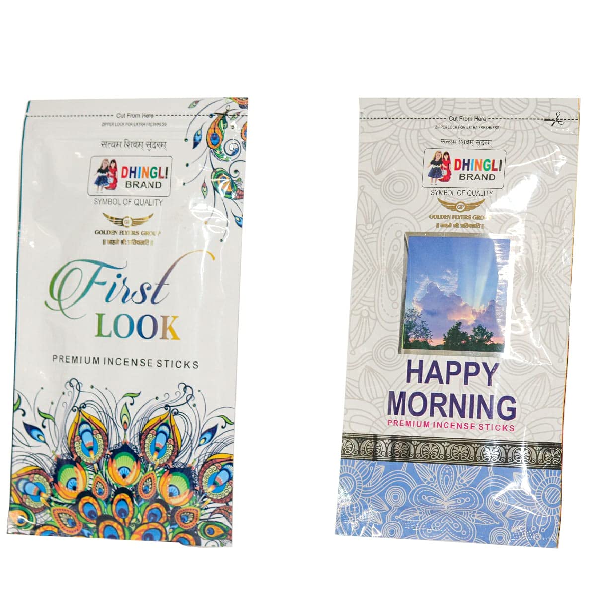 DHINGLI First Look & Happy Morning Fragrance Incense Stick Agarbatti for Room Freshener, Meditation, Yoga, Pooja Pack of 2 (White Color, 160 Sticks)