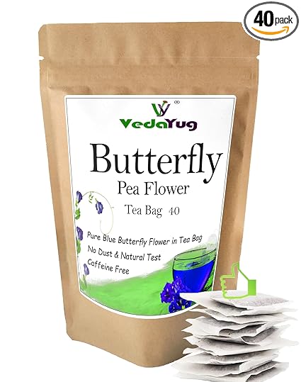 Butterfly Pea Flower 30 Eco-Friendly Tea Bags/Makes Natural Blue Purple Pink Iced Tea, Cooler, Cocktails | Herbal Tea - High on Anti Oxidants / 100% Natural & Pure Herbs 40 Pec