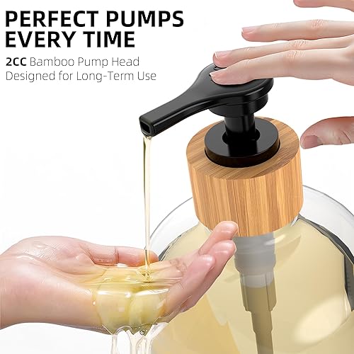 Miniatura 6 de Cisily Juego de dispensador de jabón para platos de cocina con soporte de esponja negro y 2 unidades de vidrio transparente de 16.9 onzas,