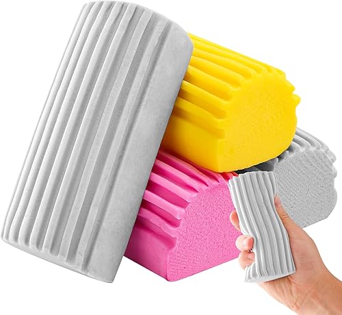 Paquete de 4 cepillos de esponja limpios, productos de limpieza, plumero mágico Taykos Damp para limpieza de ventanas de automóvil, persianas,