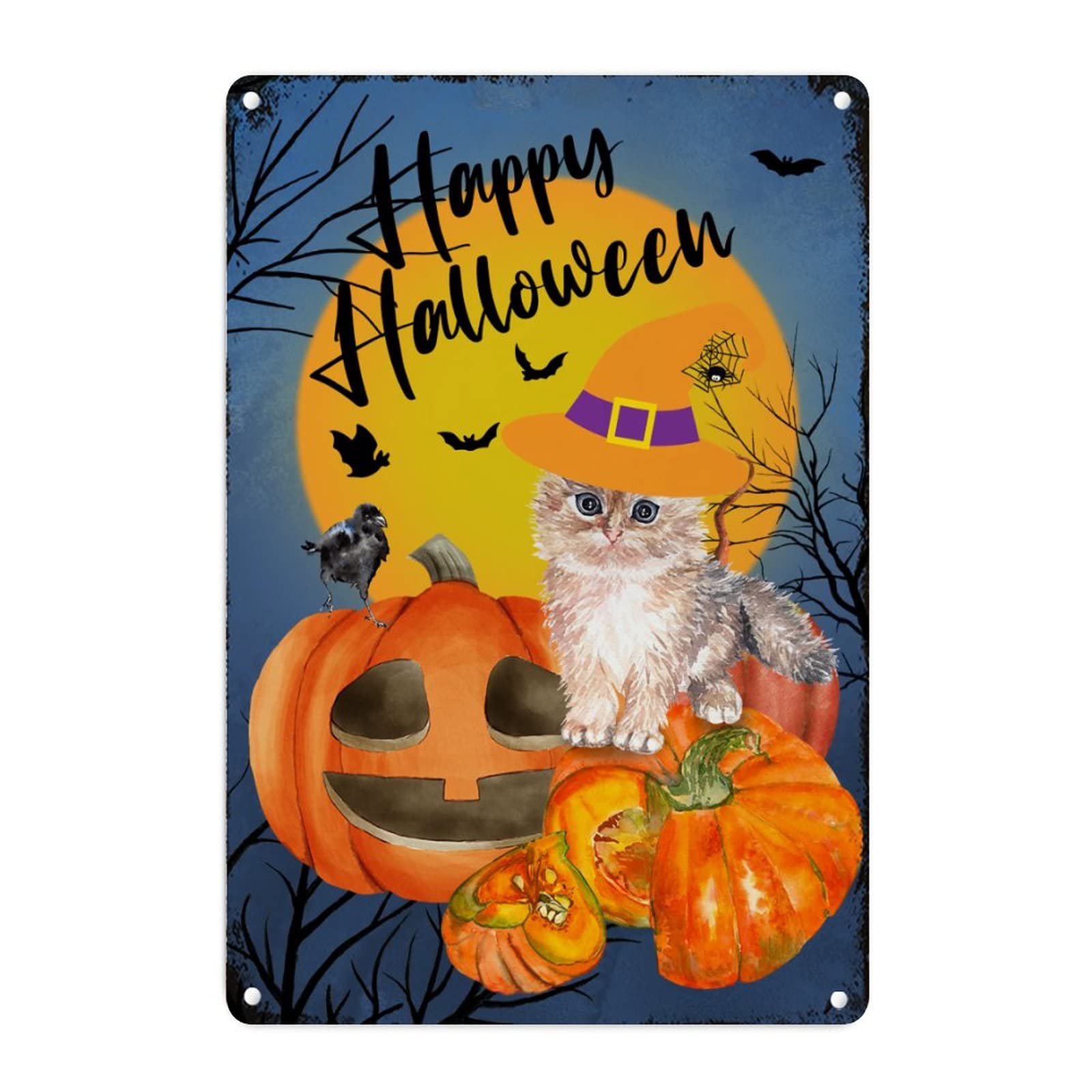 Décoration d'automne sorcière et chat pour maison hantée