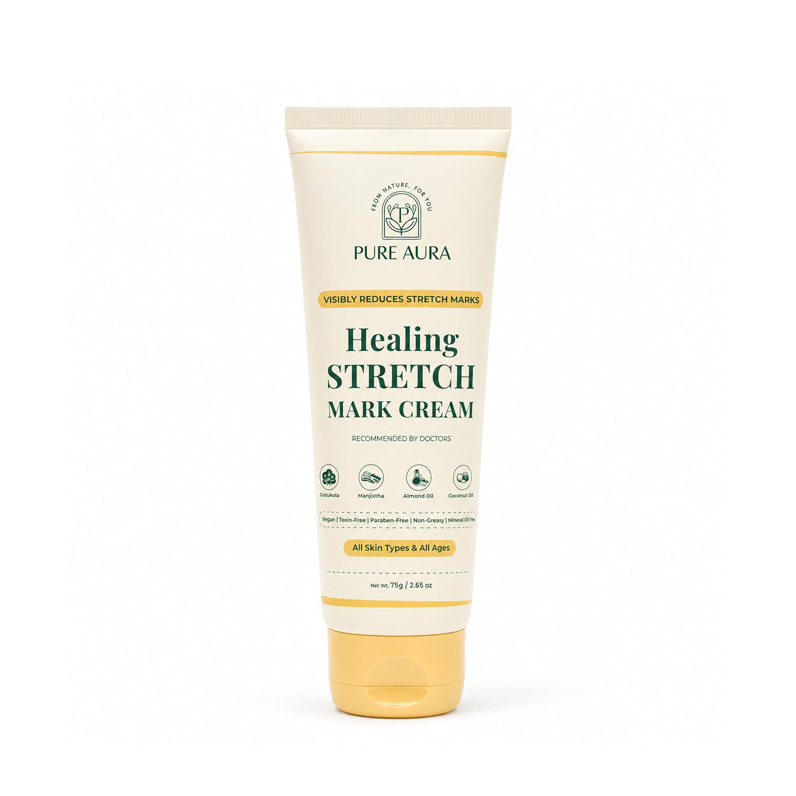 Pure Aura Healing Stretch Mark Cream | Visible Reduction in Stretch Marks in 10 Days | Hydrating Ayurvedic Blend Coconut, Almond & Centella | Clinically Proven 60ml-picture-32