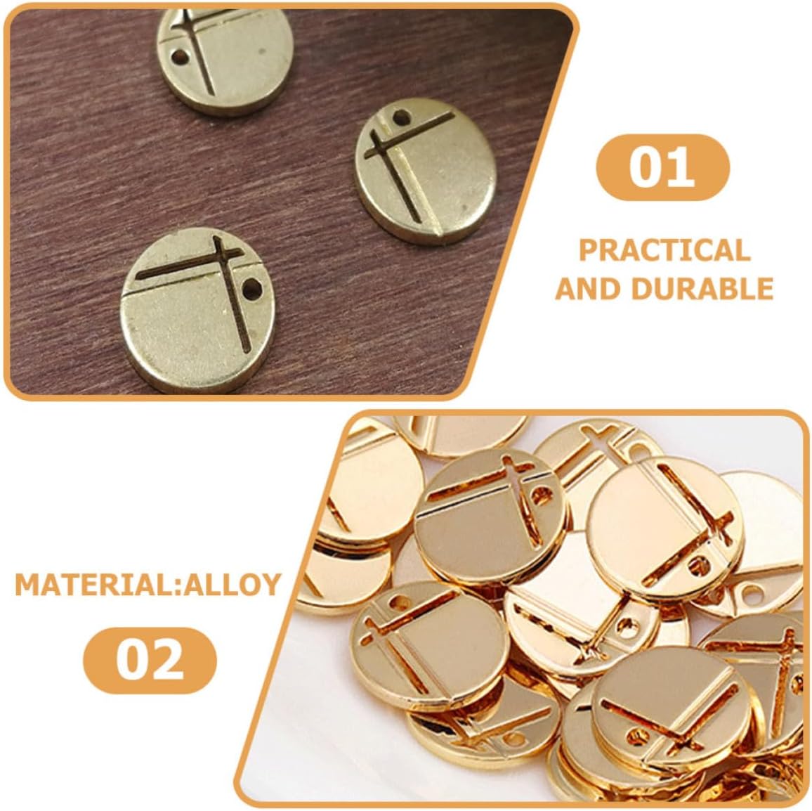 Golden Alloy Disc Pendants for DIY Jewelry Making 10pcs image 4