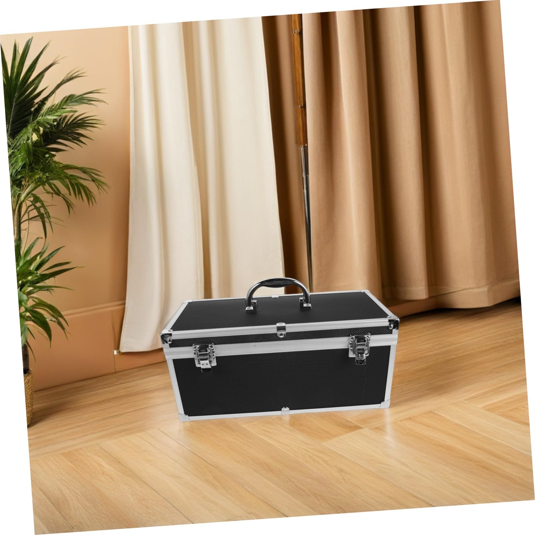 Tofficu Valigetta Portatile in Lega di Alluminio Nero con Assorbimento degli Urti e Protezione Sicura per Strumenti Delicati e Attrezzature Audio Professionali