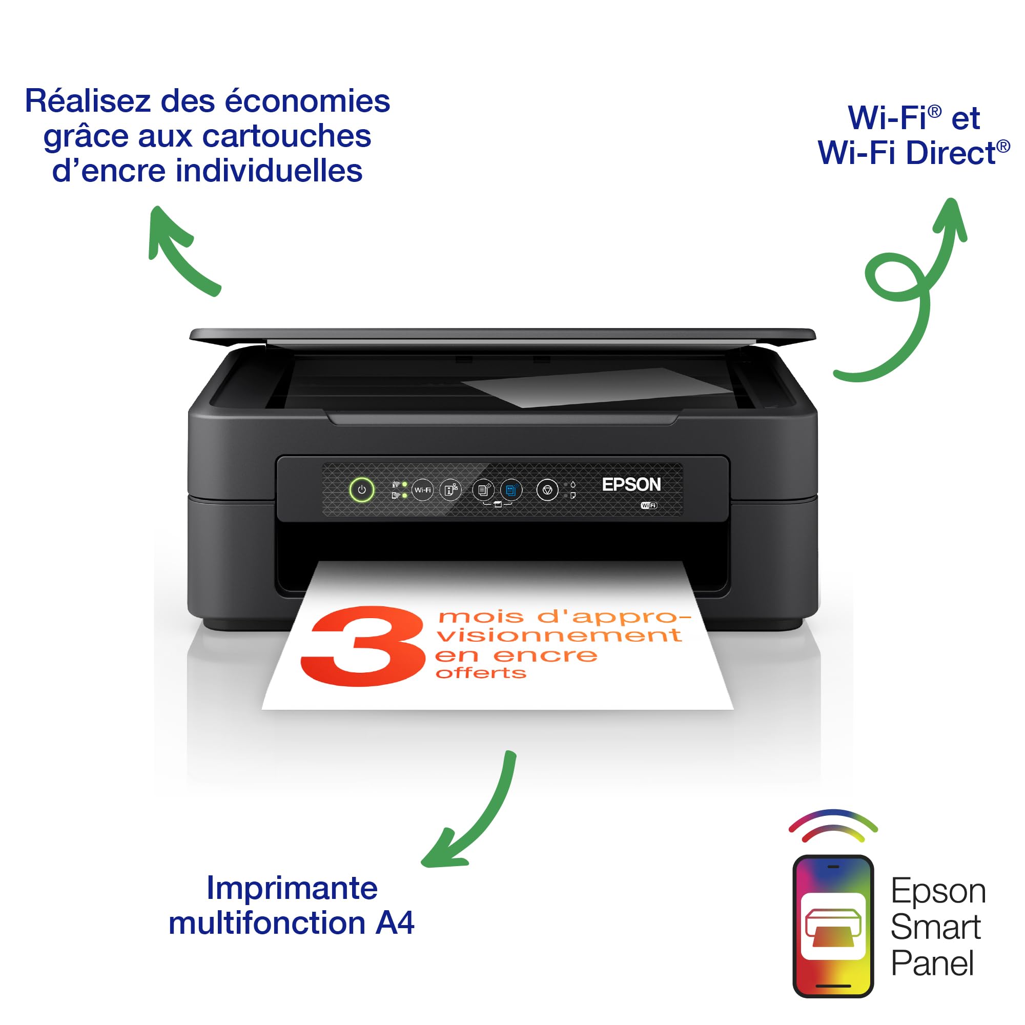 Epson Expression Home XP-2200 | Imprimante 3-en-1 - Impression, Numérisation, Copie - WiFi Direct, Ultra-compacte, Cartouches séparées, Facile à configurer, Encres abordables