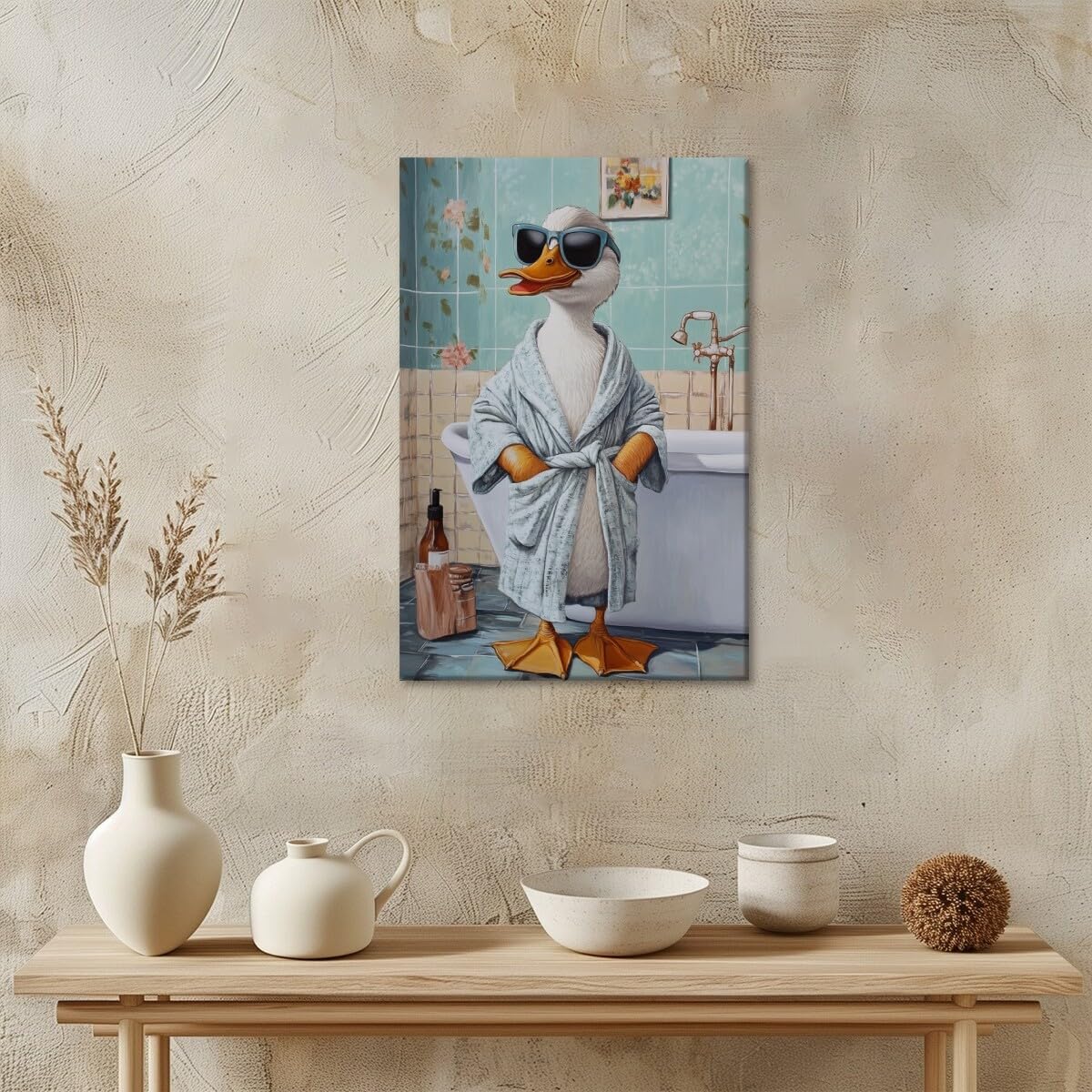 Lienzo Grande Decorativo En Azul Huevo De Pato Y Blanco – Pintura Zen Para Pared, Impresión Artística Moderna