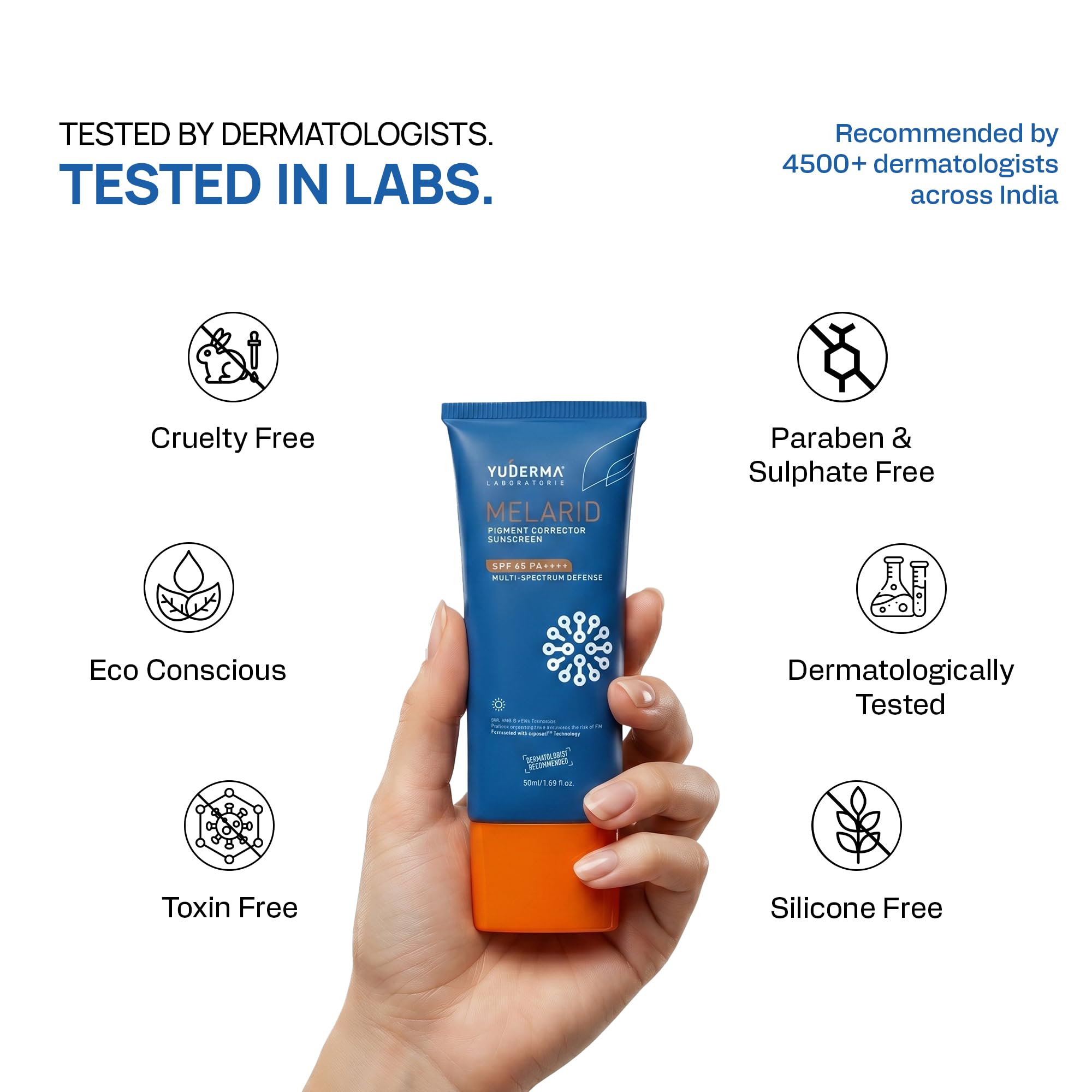 Yuderma Melarid Pigment Corrector Sunscreen SPF 65 PA++++ | Multi spectrum defense UVA, UVB & HEVL Protection | 50 ml 2