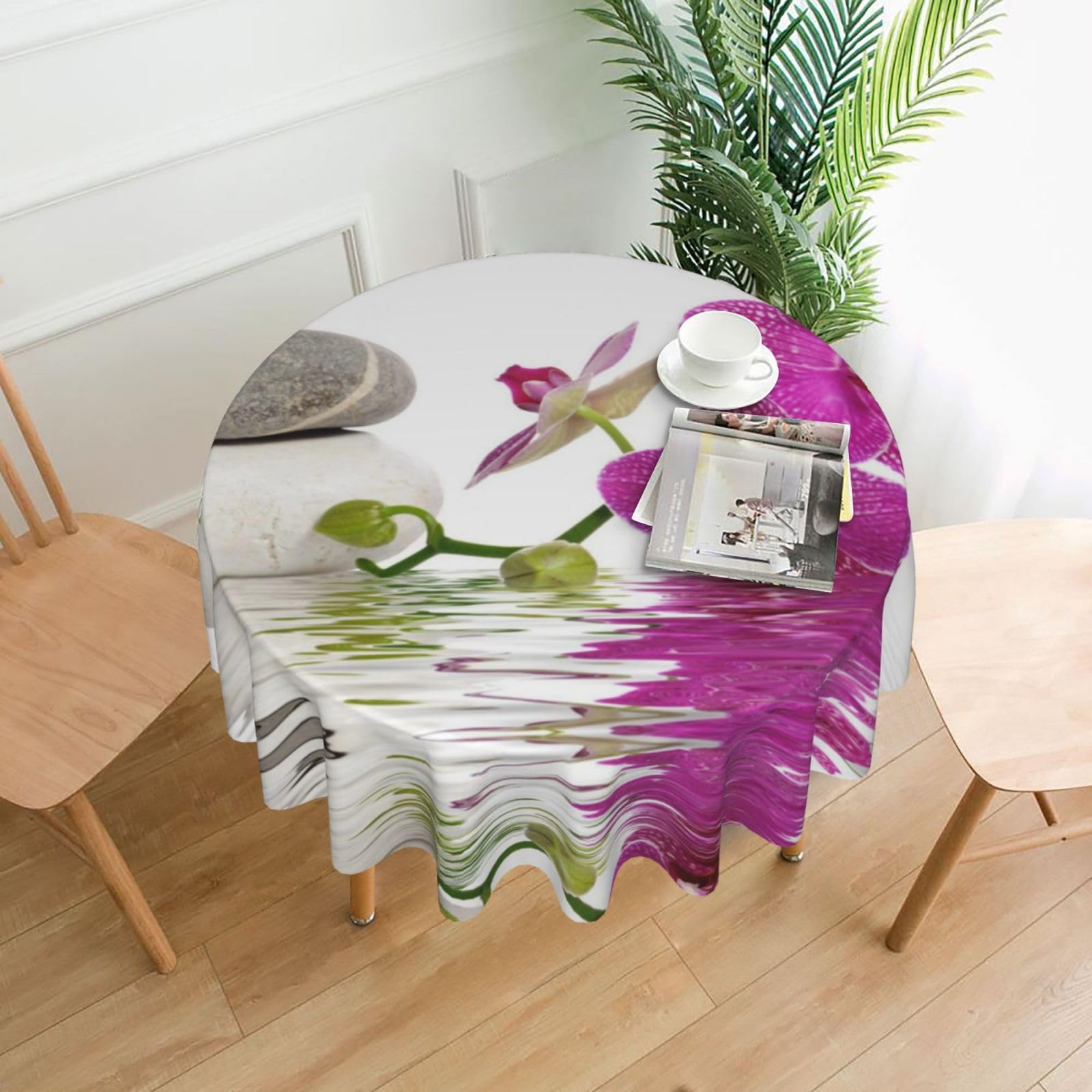 Nappe ronde orchidée violette pour décoration de table de cuisine et repas de fête