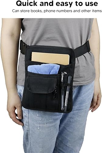 Miniatura 4 de Diydeg Delantal de servidor, bolsa de dinero de cintura con cinturón ajustable, soporte para lápices y soporte para cheques, bolsa de accesorios de