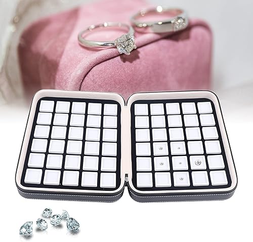 Caja organizadora de gemas de 60 rejillas, caja de almacenamiento de joyas, caja de lujo para colección de diamantes con tapa transparente y diseño