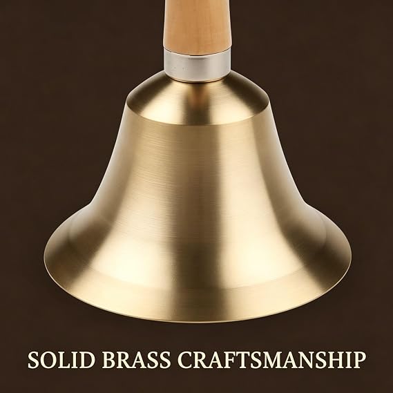 2 Pack Super Loud Solid Brass Hand Call Bell, 3.15 Inch