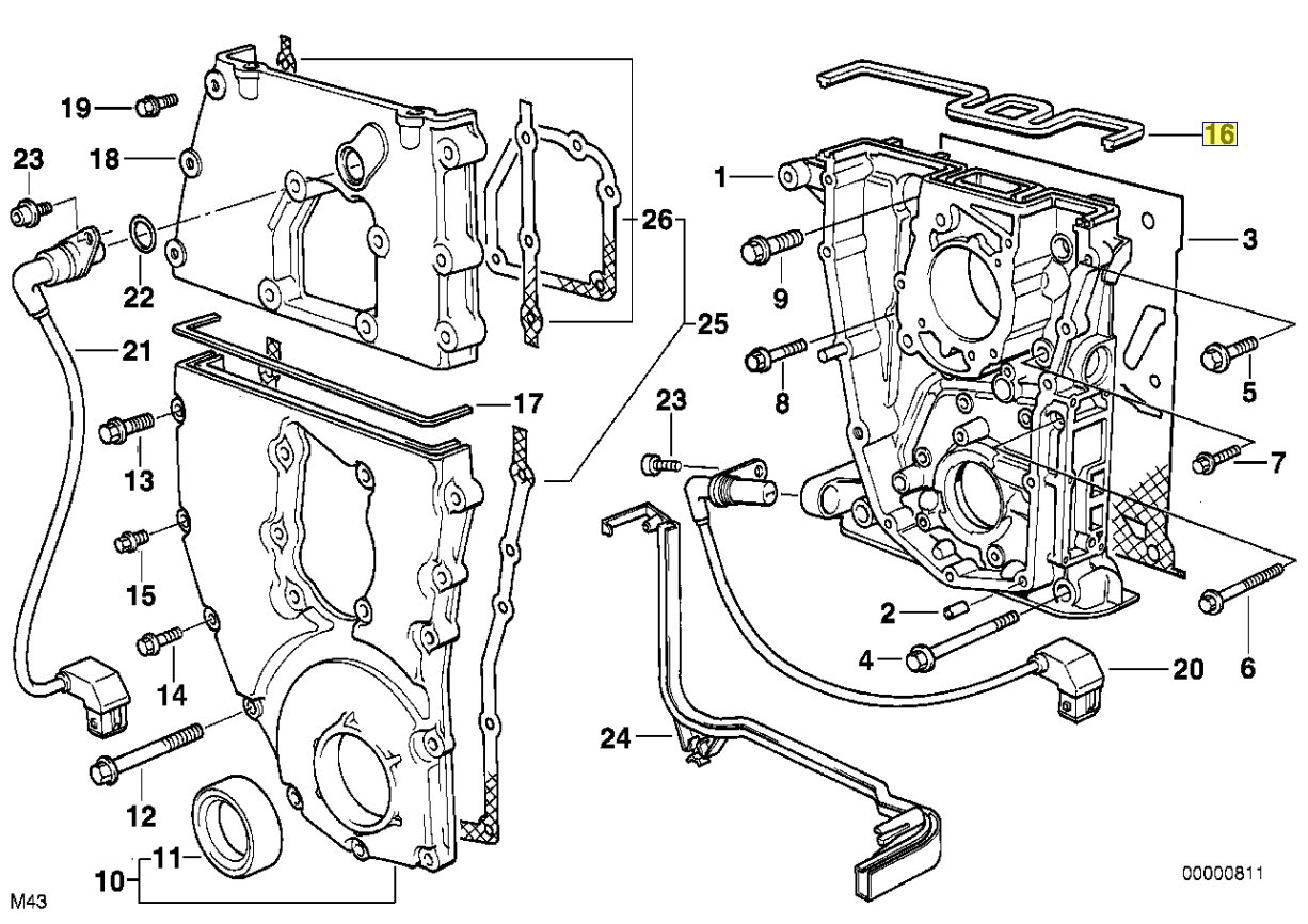 BMW M43 Engine Timing Case Cover Seal Gasket 1709593 11141709593  