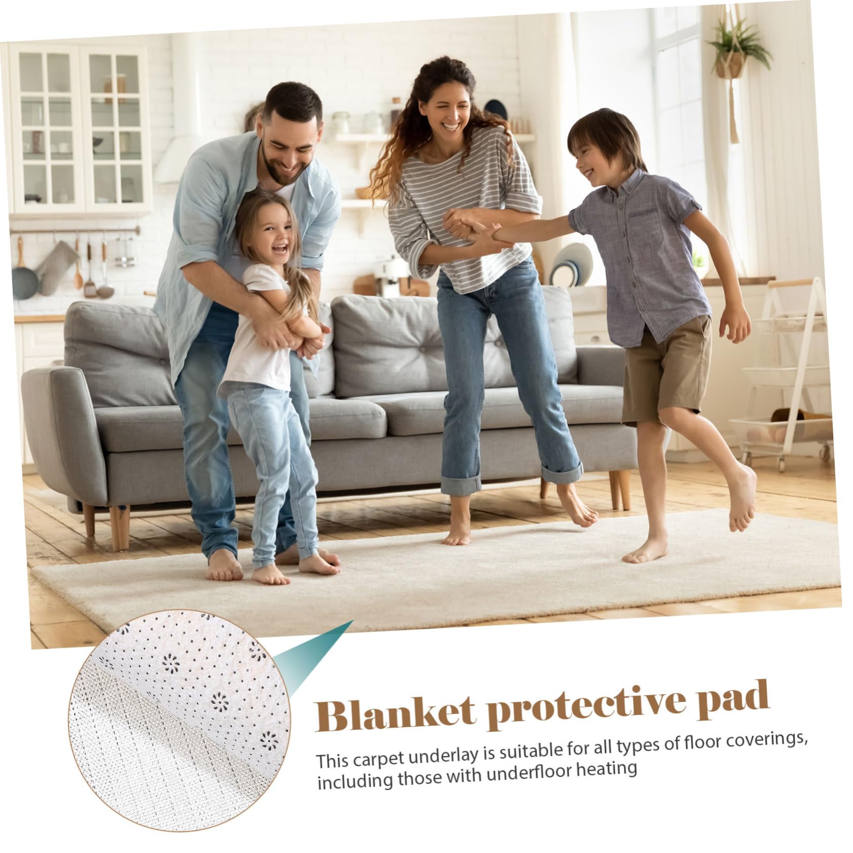 Tapis Antidérapant en PVC 200x300cm Blanc, Coussinets Antidérapants pour Maintenir Le Tapis en Place Moquette, Protège Le Sol et Empêche Le Glissement