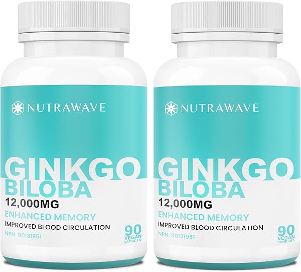 Nutrawave 12,000mg Ginkgo Biloba Capsules for Enhanced Memory