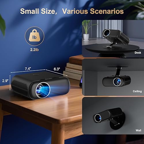 Miniatura 8 de [Aplicaciones integradas/GoogIe TV/1500ANSI] Proyector inteligente 4K compatible con WiFi y Bluetooth, GoogIe Voice, Zoom y Keystone, soporte de